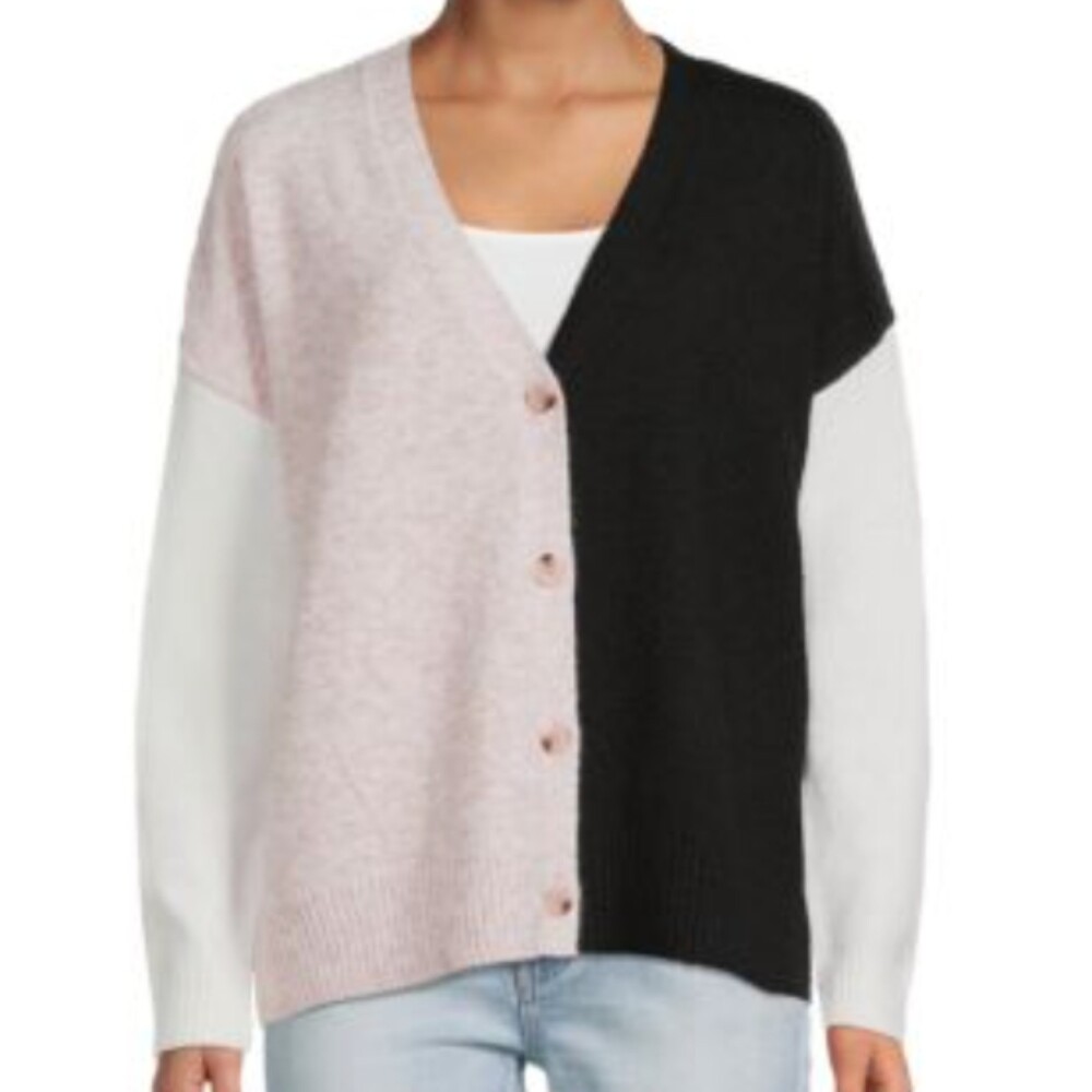 Central Park West Color block Cardigan Sweater Small